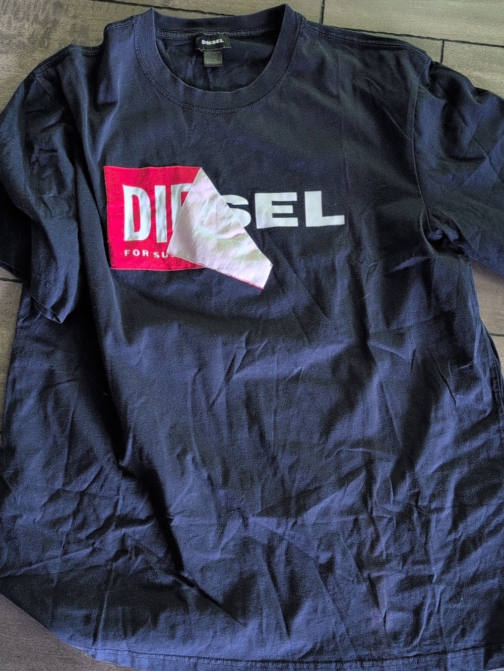Diesel Navy Tee with Red and White Logo